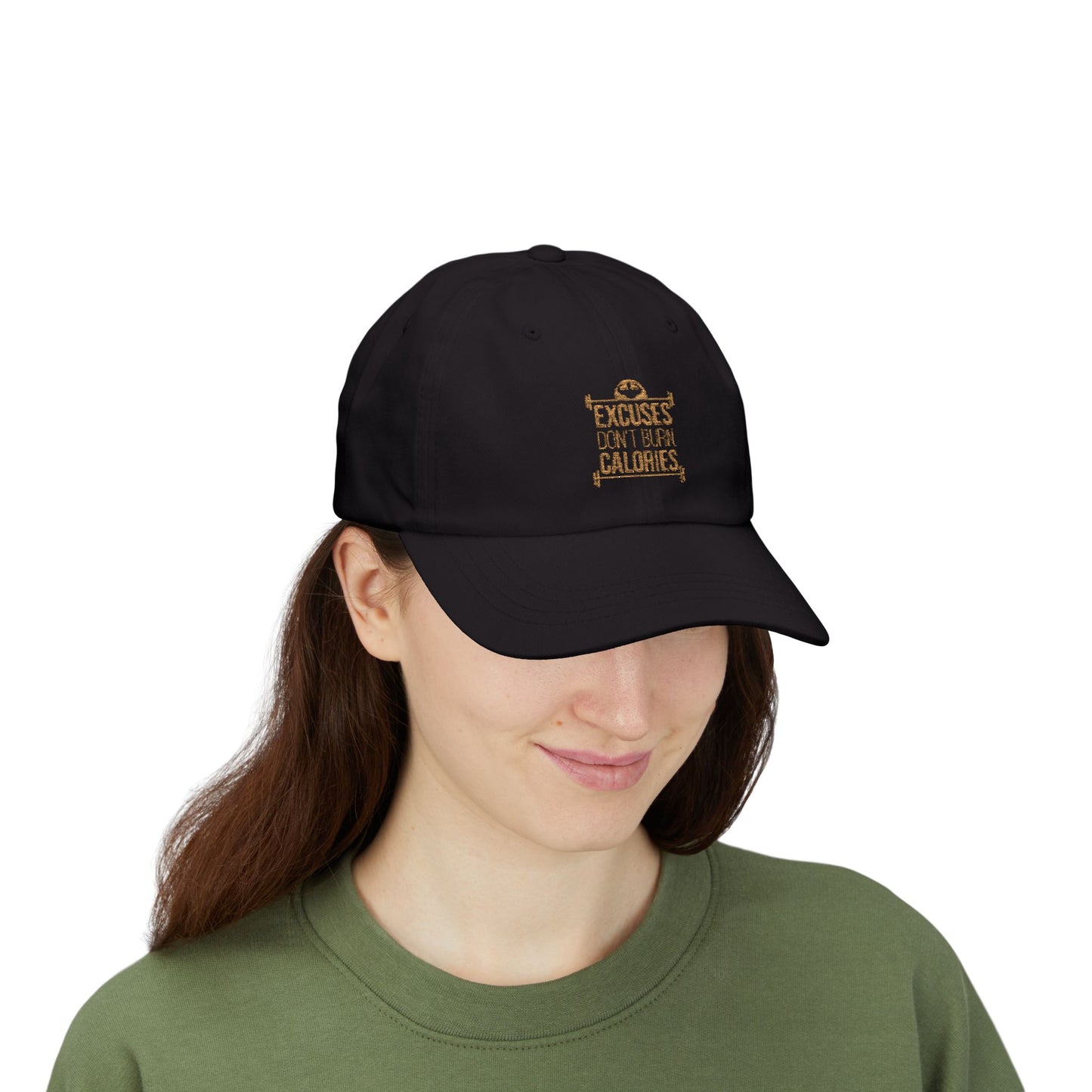 Classic Dad Cap with 'Excuses Don't Burn Calories' Design | Fitness Gift, Casual Headwear, Workout Accessory, Gym Cap, Cool Dad Cap