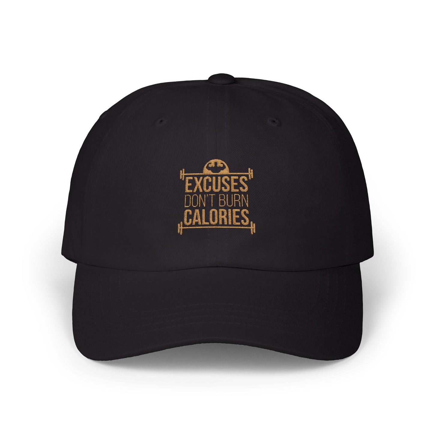 Classic Dad Cap with 'Excuses Don't Burn Calories' Design | Fitness Gift, Casual Headwear, Workout Accessory, Gym Cap, Cool Dad Cap